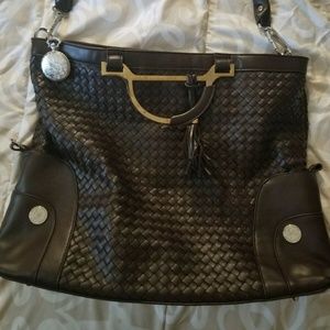 Joy Mangano Basket Weave Faux Leather Satchel Larg
